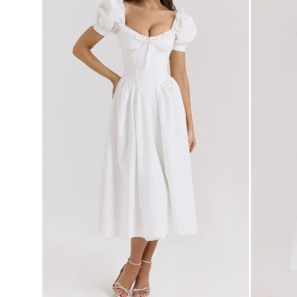 HOUSE OF CB LULABELL DRESS WHITE SIZE S